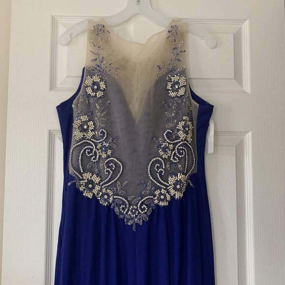Royal Blue Janique Soirée Dress with Jewels - Picture 3 of 3